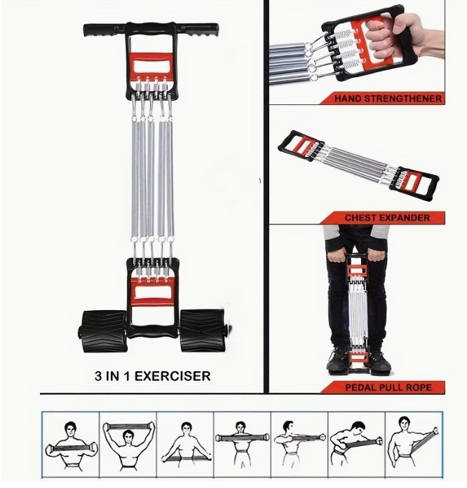 3-in-1 Spring Chest Expander & Full-Body Trainer